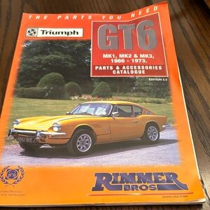 Triumph GT6 Parts Catalogue in Orange and White